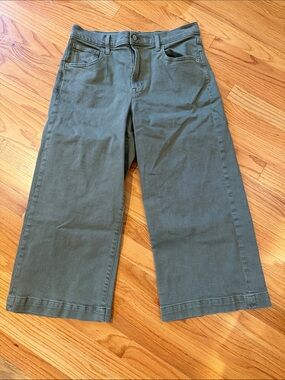 GAP Wide Leg High Rise Crop Olive Jeans 12/31S